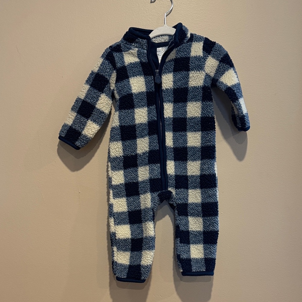 Carter's Navy and Cream Checkered Bodysuit